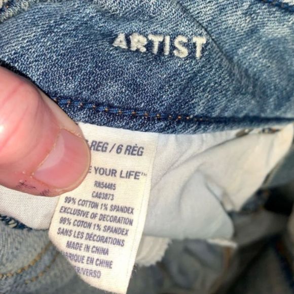 American Eagle Artist Crop Skinny Jeans Distressed Mid Rise Size 30 (D-001) - Picture 6 of 7